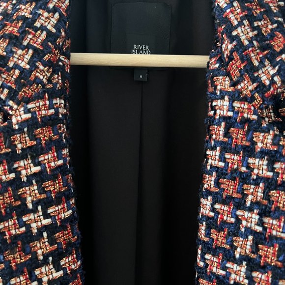 River Island Checkered Coat in Red and Blue - Picture 7 of 8